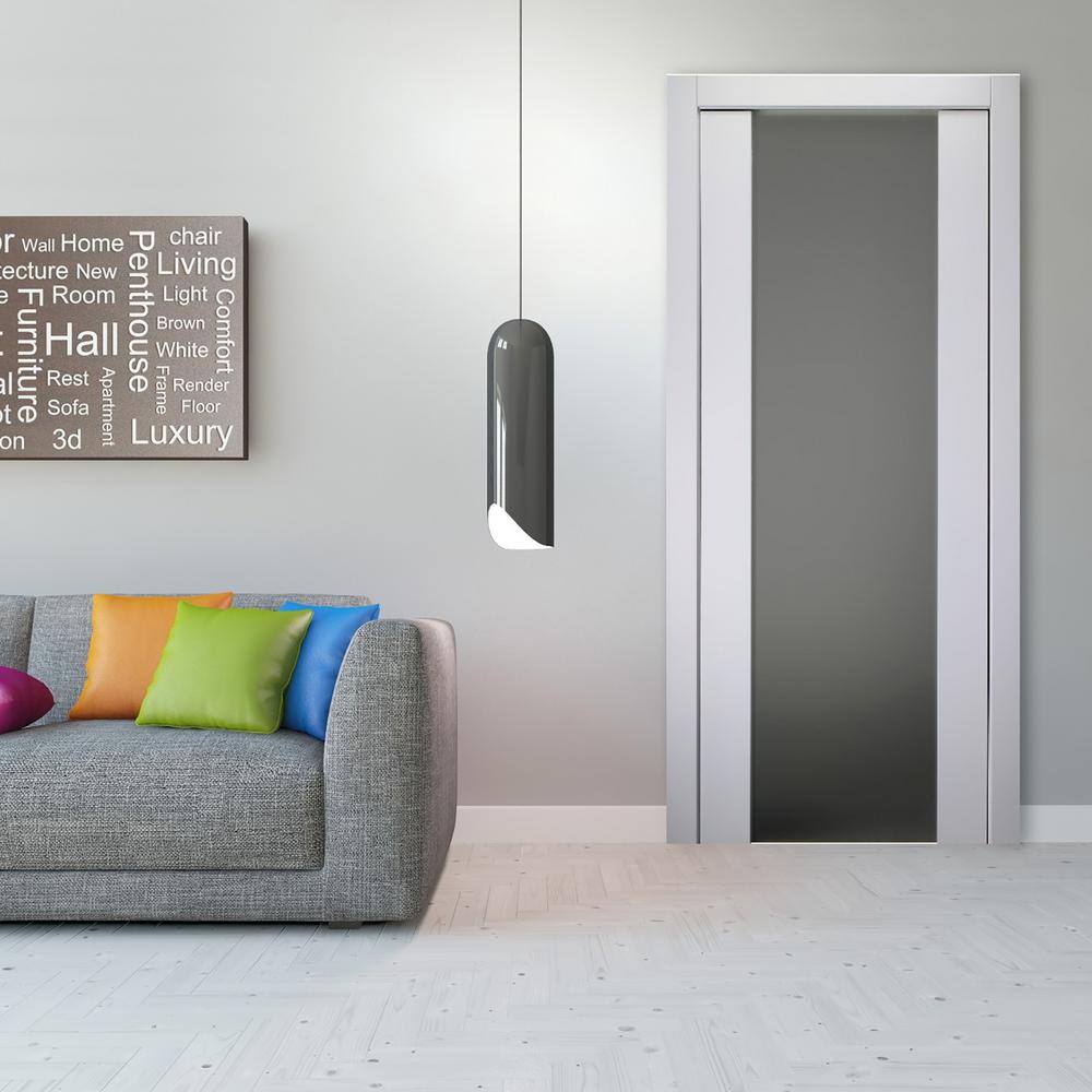 Polar White Frosted Glass and Engineered Wood Interior Door Slab