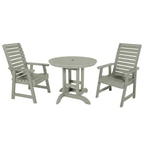 Weatherly Eucalyptus 3-Piece Recycled Plastic Round Outdoor Dining Set