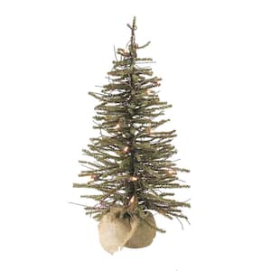 4 ft. Pre-Lit Potted Twig Slim Artificial Christmas Tree - Warm Clear Lights