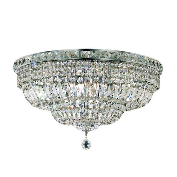 Elegant Lighting 12-Light Chrome Flushmount with Clear Crystal