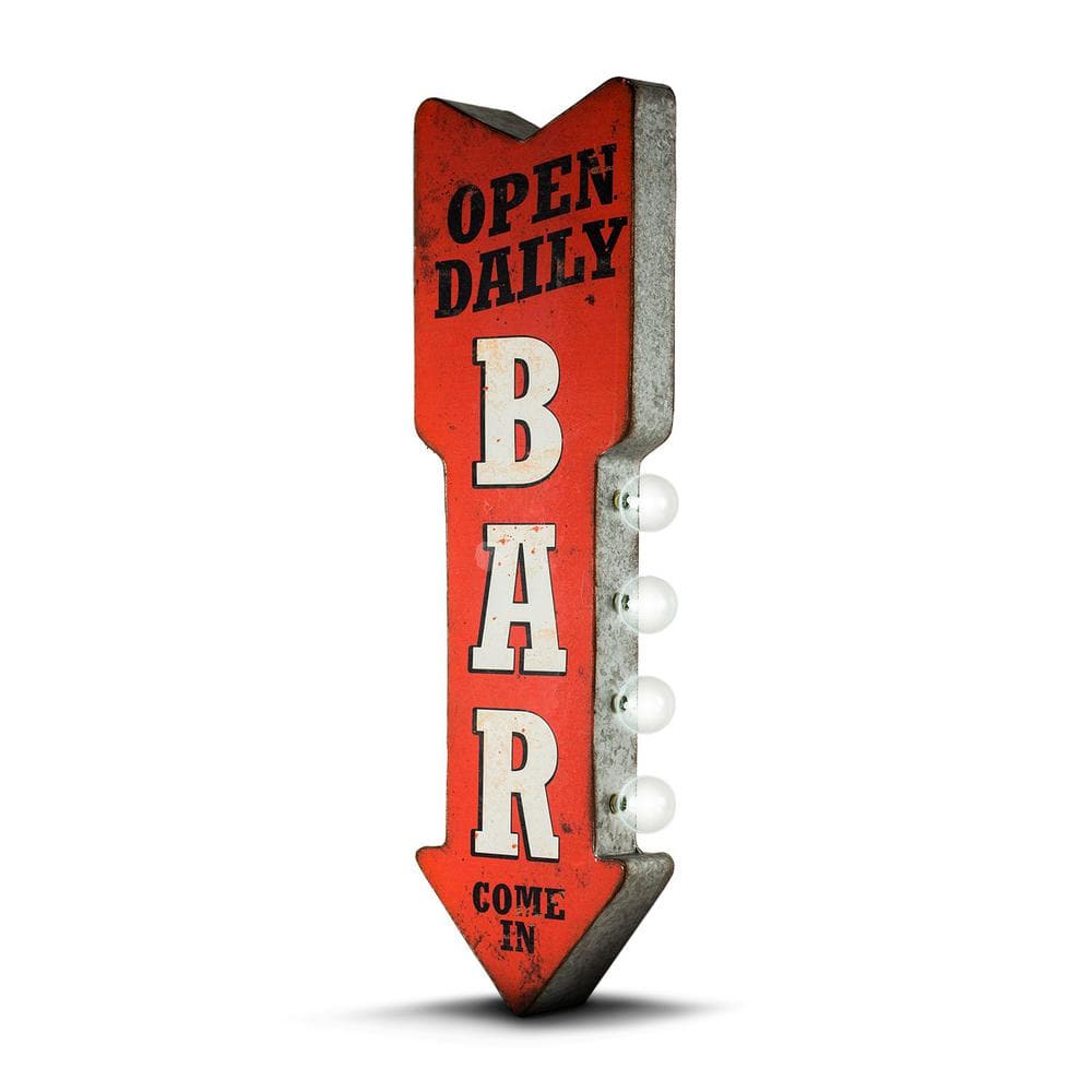 Crystal Art Gallery Open Daily Bar Metal Arrow Vintage