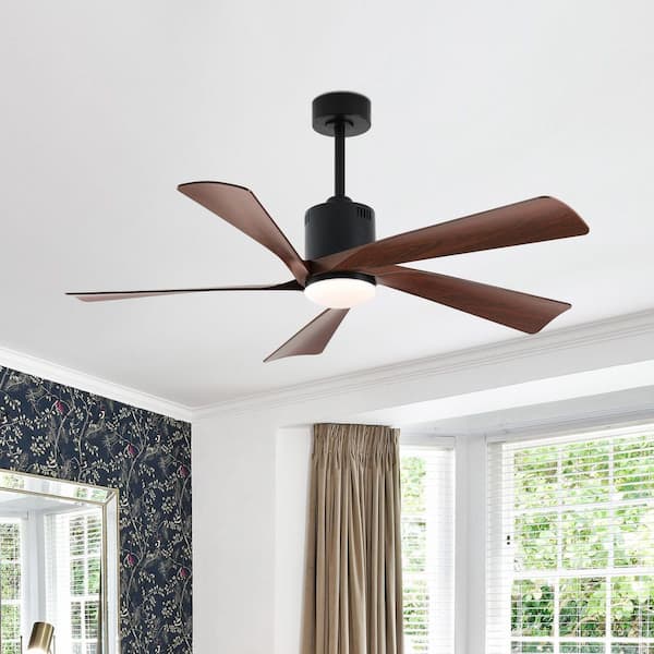 52 in. 5-Blade Indoor Black Ceiling Fan with LED Light and Remote Control