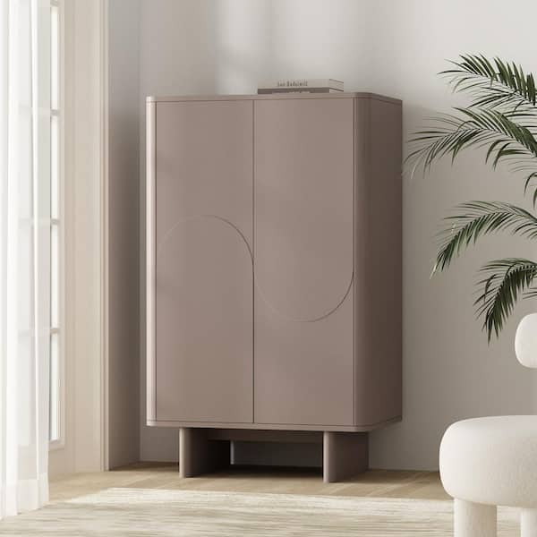 Manhattan Comfort Ella Modern Mocha 51.4 in. Accent Cabinet with 3-Adjustable Shelves