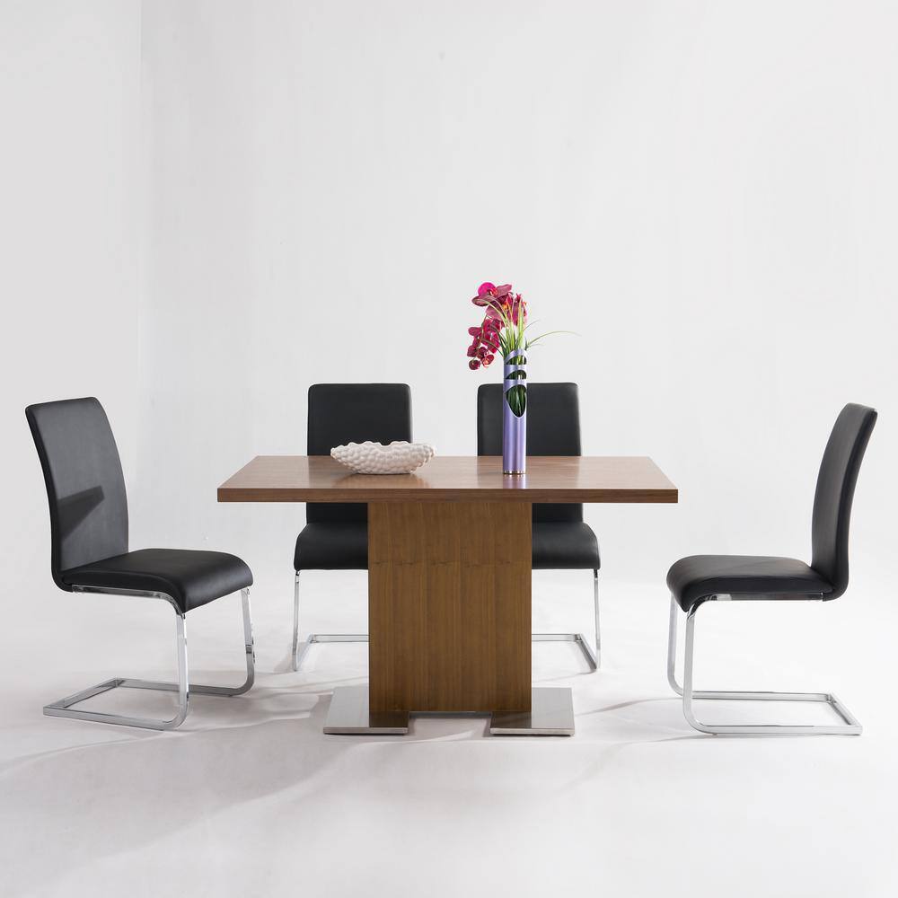 Amanda 38 in. Black Faux Leather and Chrome Finish Contemporary Side Chair 
