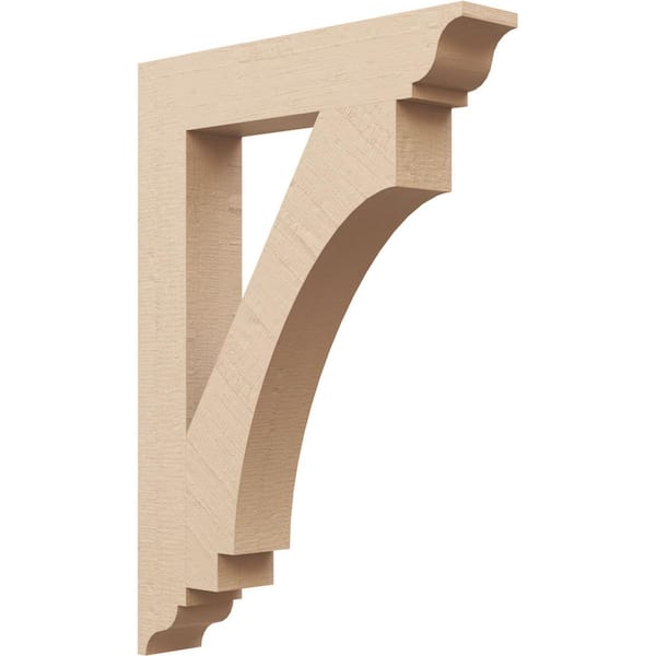 Ekena Millwork 3.5 in. x 28 in. x 20 in. Imperial Traditional Rough Cedar Woodgrain Timberthane Polyurethane Bracket, Primed Tan