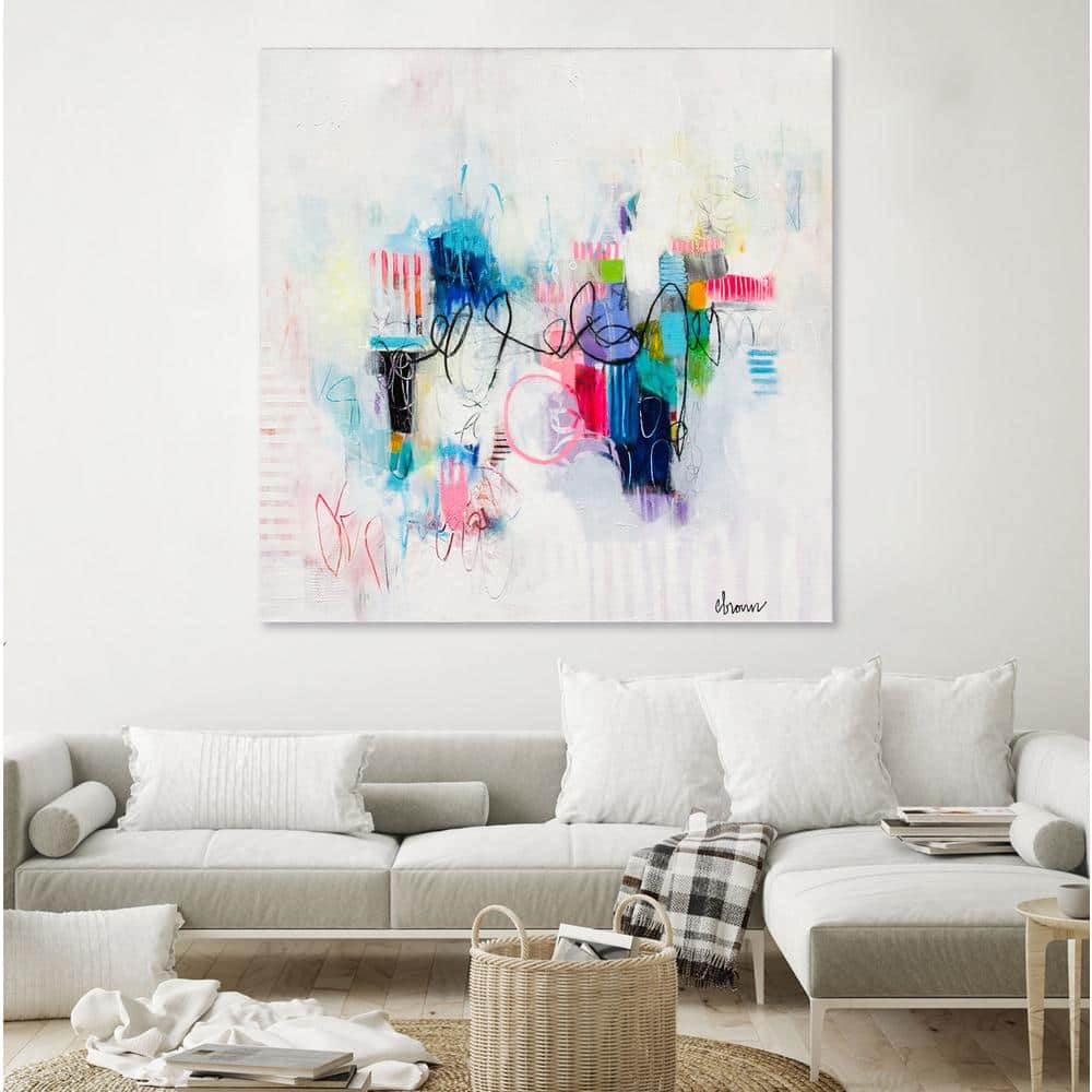 Possibilities of the Heart Pink and Blue Abstract Canvas Art Print 84 in.