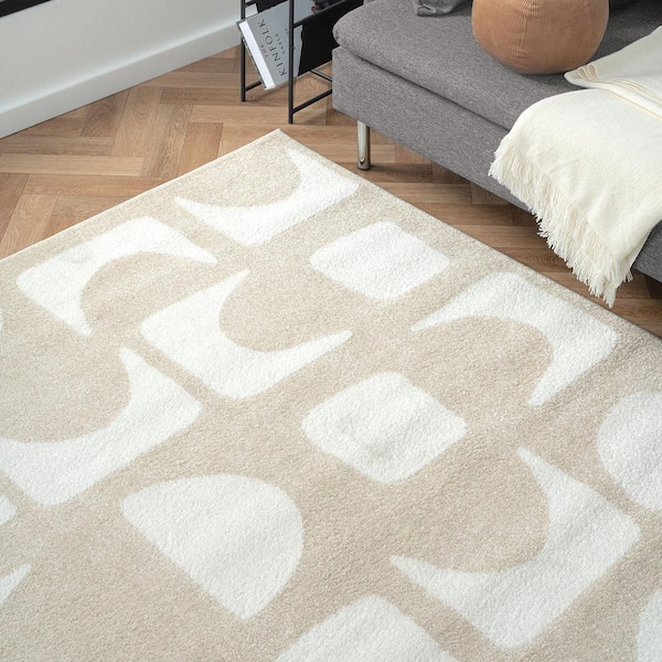 Nuevo Beige 7 ft. 9 in. x 10 ft. 2 in. Swirls Polypropylene Area Rug