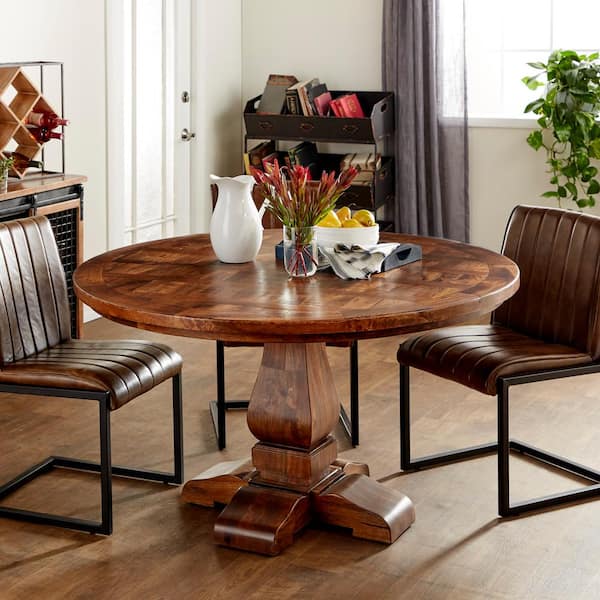 Litton Lane 54 In X 30 Brown Large, Large Rustic Round Dining Table
