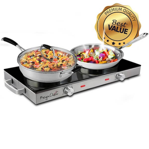 2-Burner 6 in. Stainless Steel Infrared Countertop Hot Plate