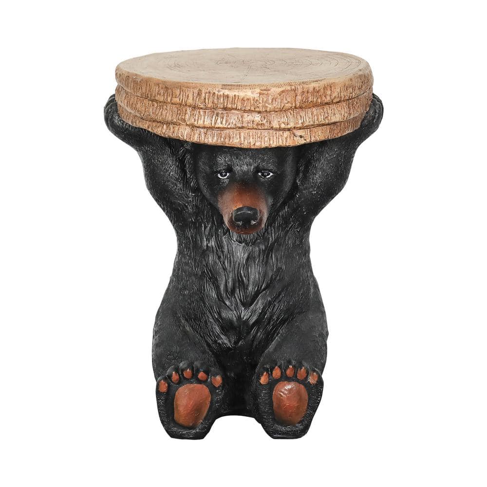 Concrete Outdoor Garden Statue -20.8in. Black Bear Indoor Ornament Outdoor Stool End Table for Garden, Patio, Yard, Lawn price history on PriceWatchPro