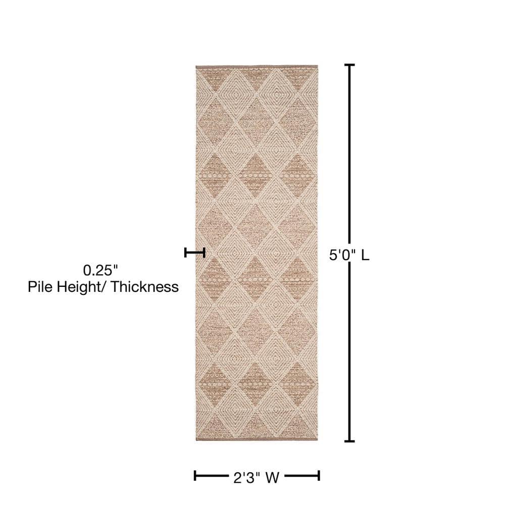 Coastal Charm Handwoven Beige Cotton & Wool Runner Rug, 2'3" x 5'