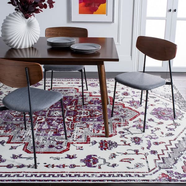 Skyler 9 ft. x 12 ft. Ivory/Purple Ornate Overdyed Area Rug