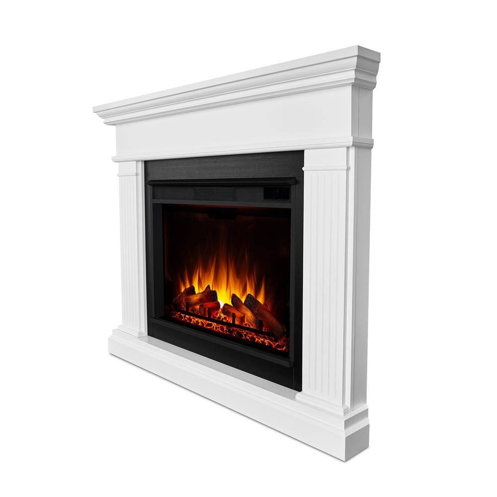 Kennedy 56" White Electric Corner Fireplace with Mantel