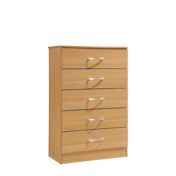HODEDAH 5-Drawer Beech Chest of Drawers