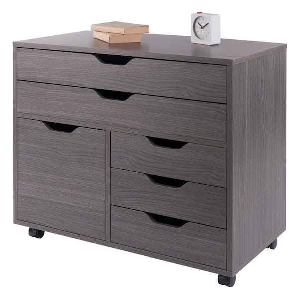 Winsome Wood Halifax Charcoal 26.3 in. Mobile Multi Office Storage