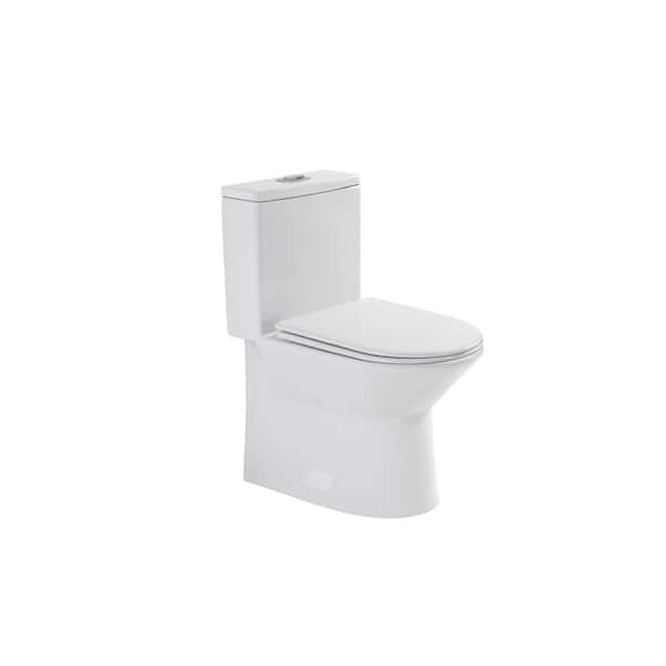 Taite 12 in. Rough One-Piece 1.1/1.6 GPF Dual Flush Rimless Bowl Toilet in Gloss White Seat Included