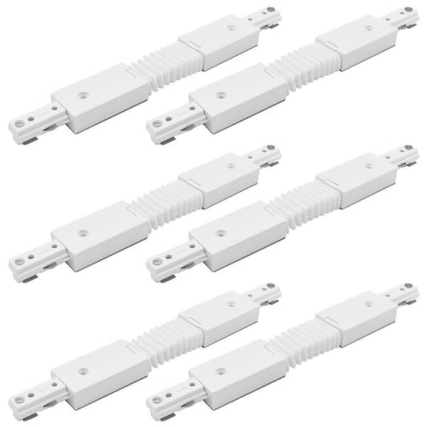 H Track Lighting Flexible Connector, Single Circuit 3-Wire Track Light Accessories, 120V Live Power Source, White 6 Pack