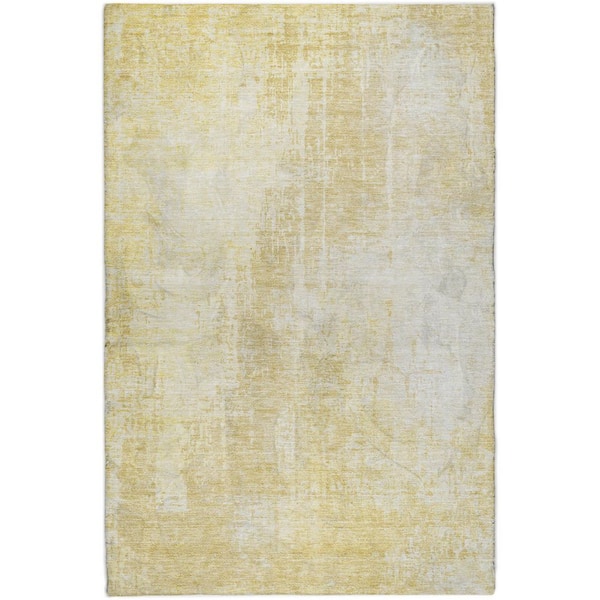 Dream Shag Premium Machine Washable Abstract ADS796 Gold 5 ft. x 7 ft. 6 in. Area Rug