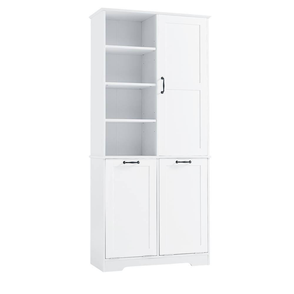 31 in. W x 14 in. D x 68 in. H White Bath Storage Cabinet Linen Cabinet withTilt-Out Laundry Hamper, Adjustable Shelf price history on PriceWatchPro