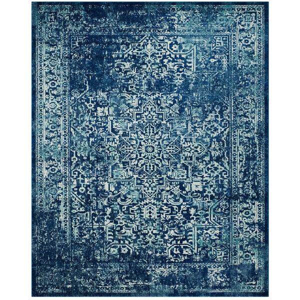 SAFAVIEH Evoke Navy/Ivory 11 ft. x 15 ft. Distressed Border Medallion Area Rug