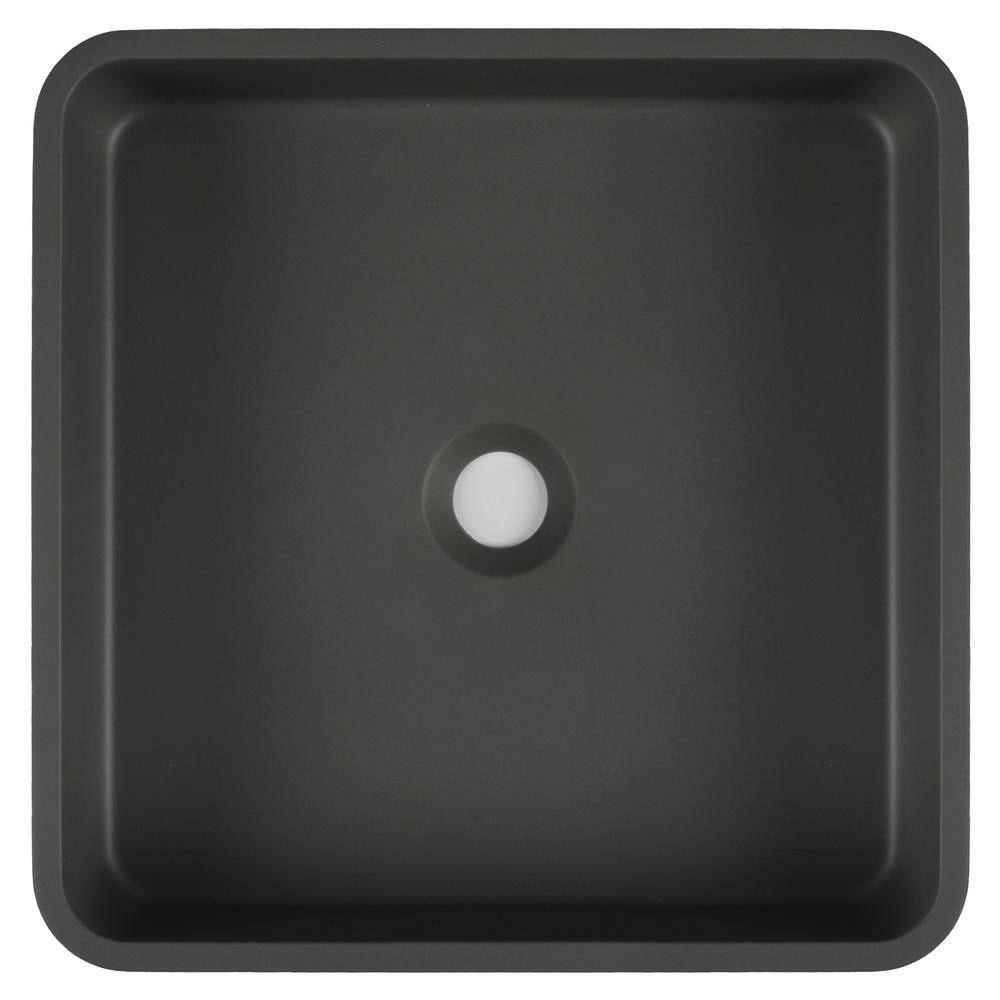 Black Square Concrete Above-Counter Vessel Bathroom Sink