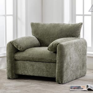38.6 in. Chenille Oversized Side Accent Chair Single Sofa Lounge Chair, Bedroom, Green