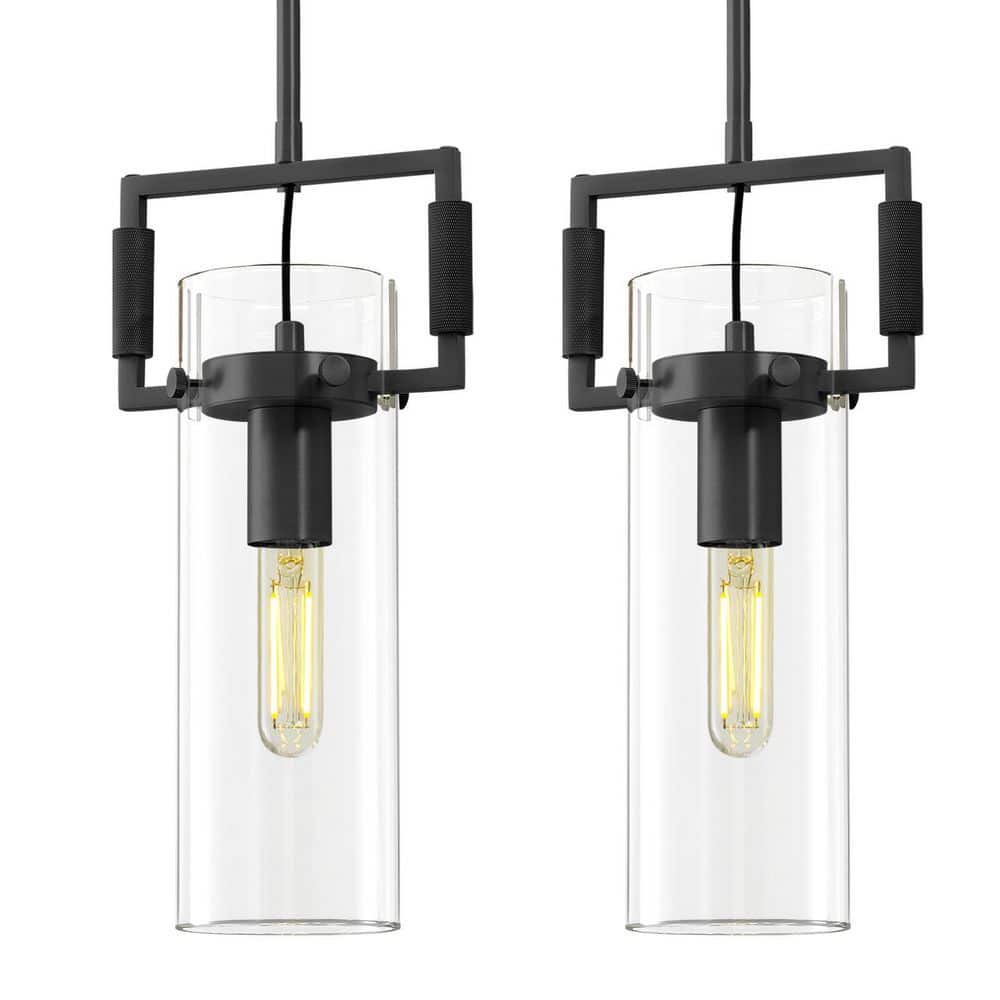 88 in.H 1-Light Black Modern Pendant Light,Industrial Glass Tube Pendant Light for Kitchen Island,Dining Room (2 Pieces) price history on PriceWatchPro