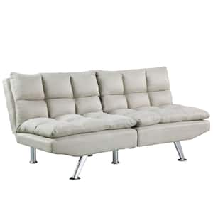 70 in. Beige Polyester Twin Size 2-Seater Relax Futon Sofa Bed