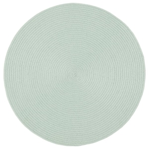 Braided Teal Doormat 3 ft. x 3 ft. Abstract Round Area Rug