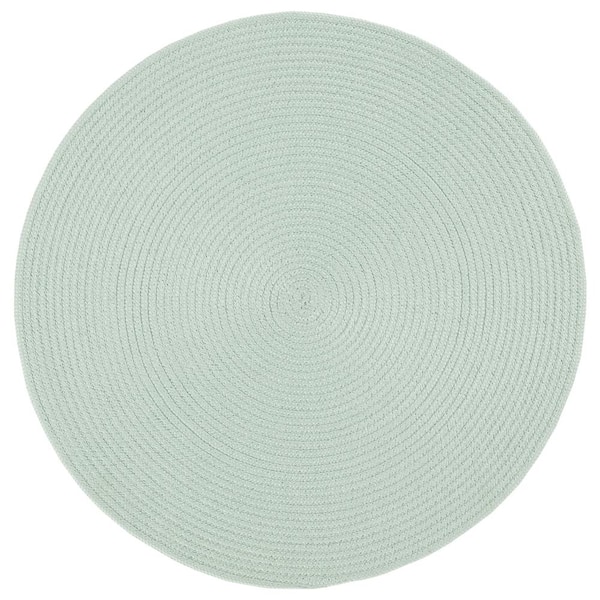 SAFAVIEH Braided Teal Doormat 3 ft. x 3 ft. Abstract Round Area Rug