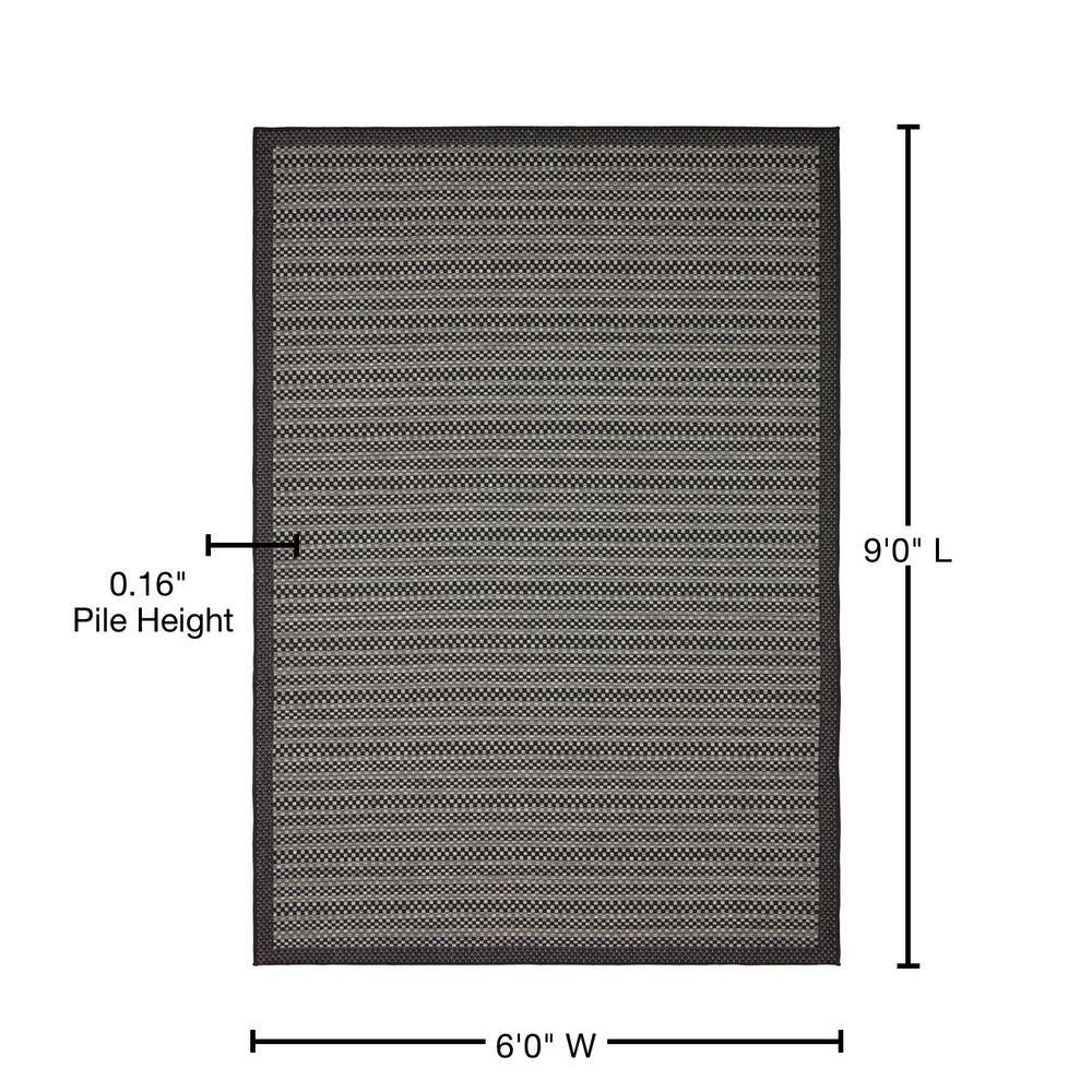 Gray Striped Synthetic 6' x 9' Outdoor Reversible Area Rug