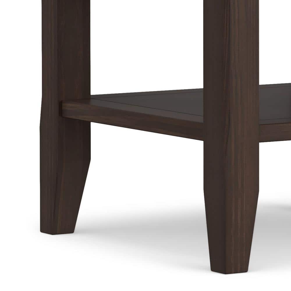 Warm Walnut Brown Solid Wood End Table with Storage Shelves