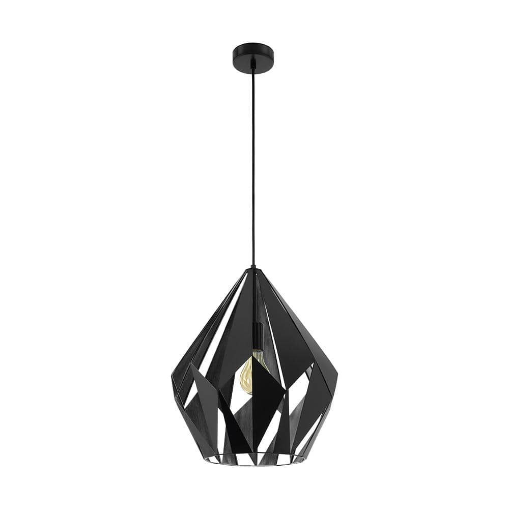 Carlton 1 15.13 in. W x 72 in. H 1-Light Matte Black Pendant Light with Met