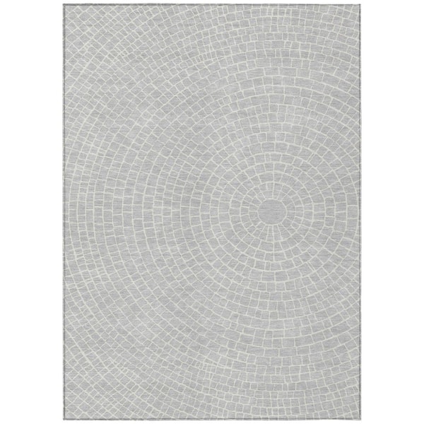 Chantille Machine Washable Indoor/Outdoor Abstract ACN2455 Silver 5 ft. x 7 ft. 6 in. Area Rug