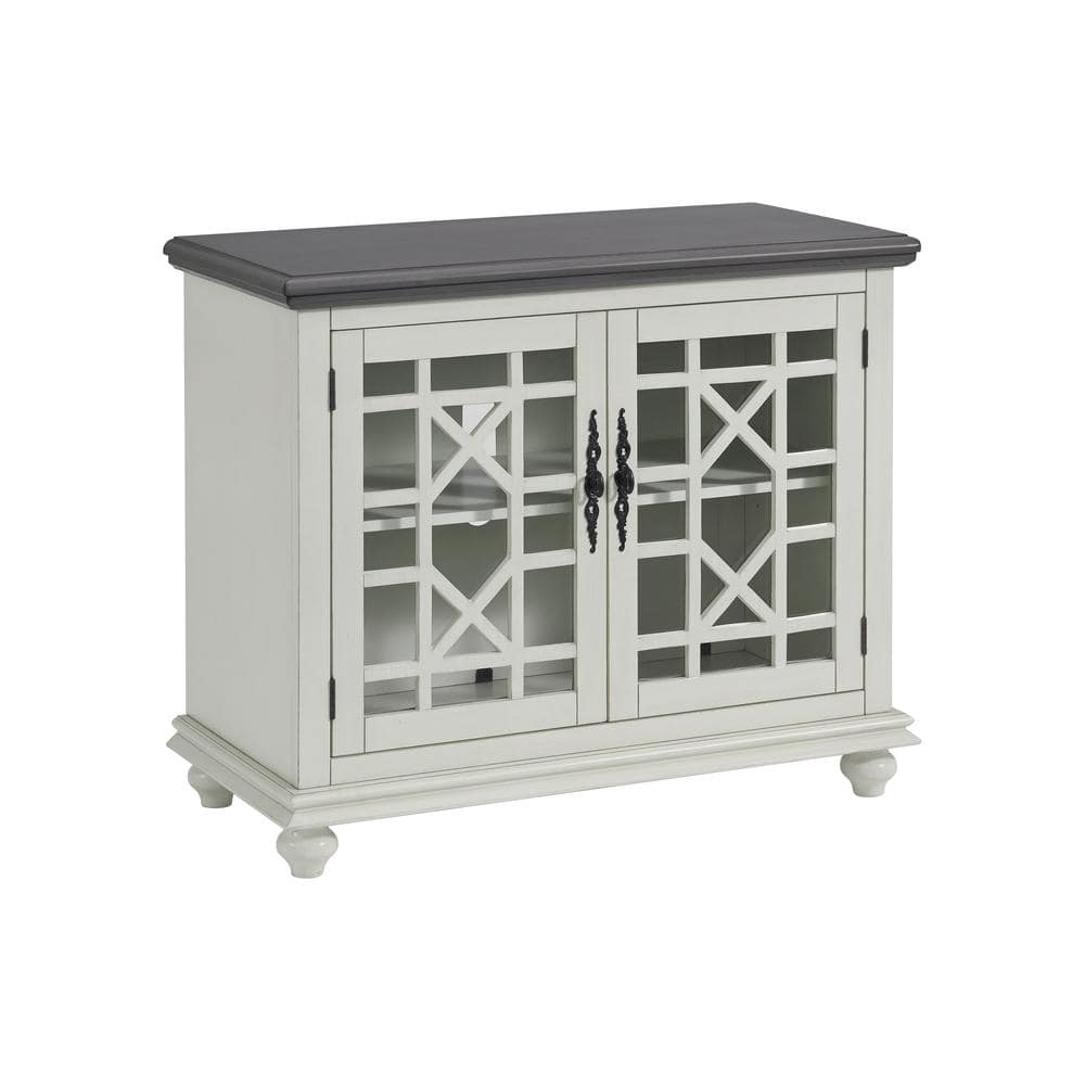Parisian Antique Market Inspired White and Gray TV Stand