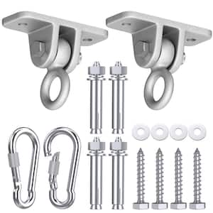 ​​Silver Heavy Duty Swingset Hardware with Locking Hooks for Porch, Patio, Playground Indoor/Outdoor (2-Pack)