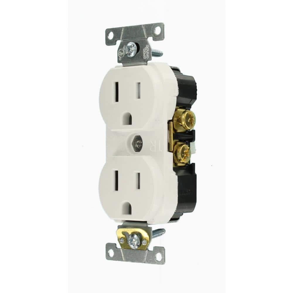 White Tamper Resistant Duplex Outlet with Wall Plate, Pack of 10