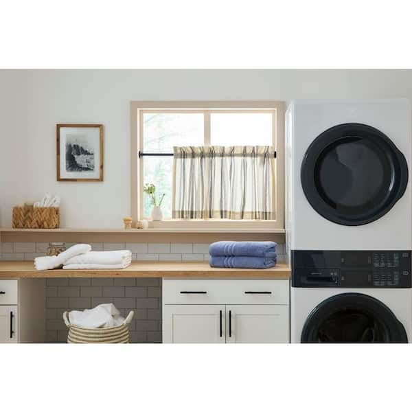 28 in. - 46 in. Tension 3/4 in Single Curtain Rod Kit in Matte Black with Flat Finial