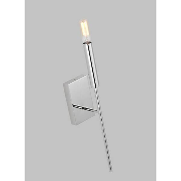 Generation Lighting - Brianna 1-Light Polished Nickel Contemporary Indoor Dimmable Tail Wall Sconce with Optional White Linen Shade
