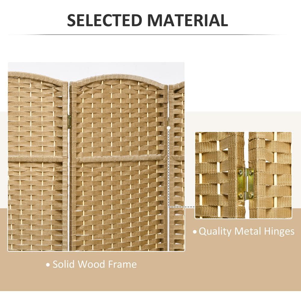 Nature Wood 8-Panel Folding Privacy Screen with Pine Frame