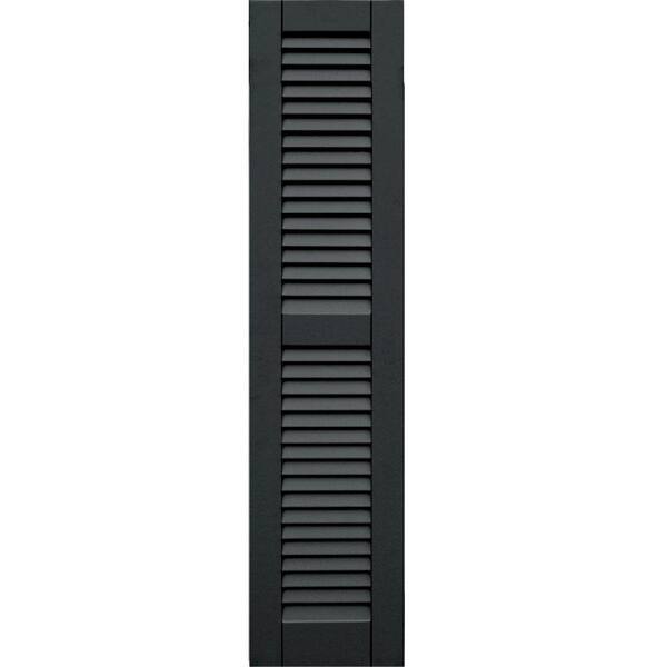 Winworks Wood Composite 12 in. x 52 in. Louvered Shutters Pair #632 Black