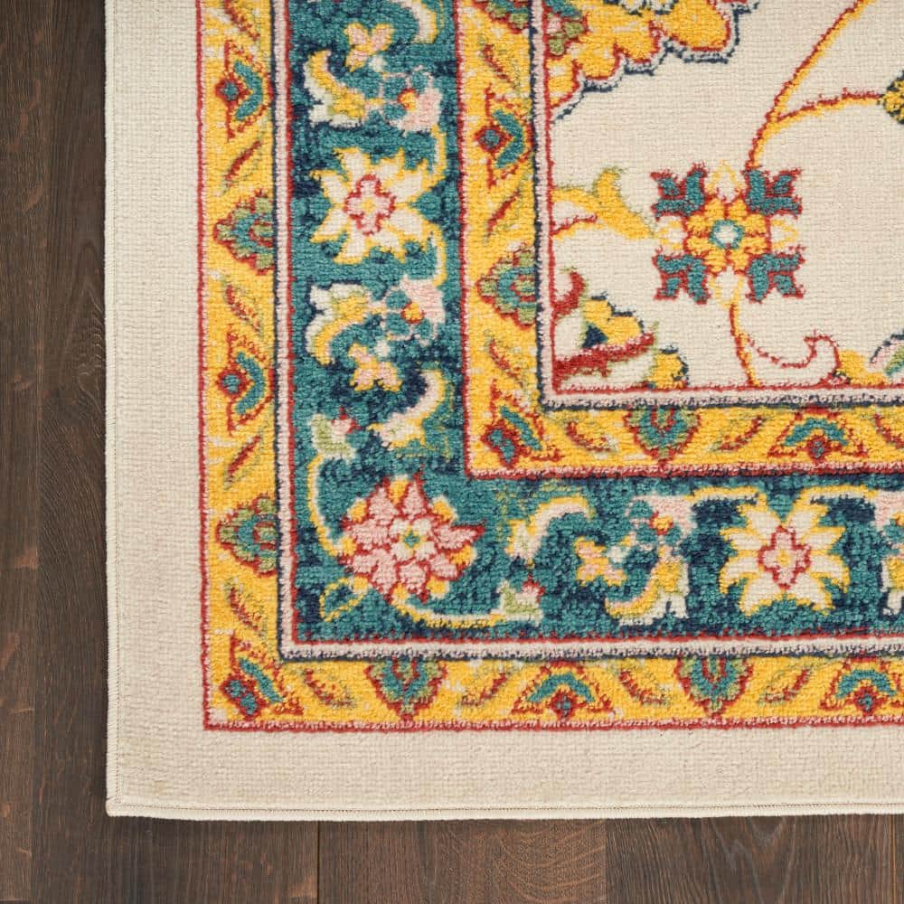 Ivory Gold Persian Floral 8' x 10' Synthetic Area Rug