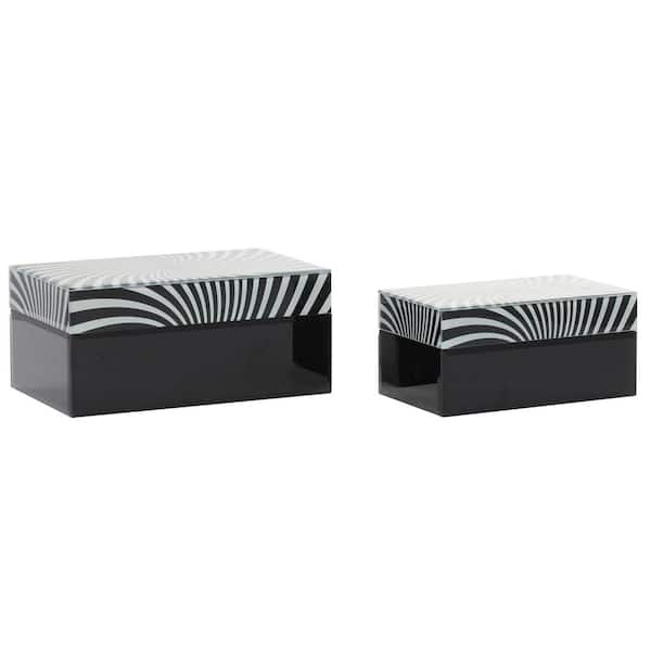 Litton Lane Black Contemporary Wood Box (Set of 2)