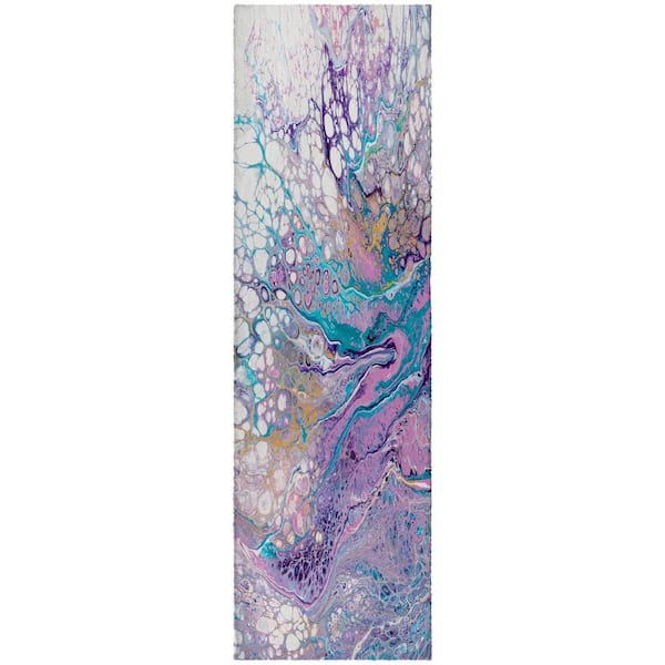 Dream Shag Premium Machine Washable Abstract ADS64 Periwinkle 2 ft. x 7 ft. Runner Rug