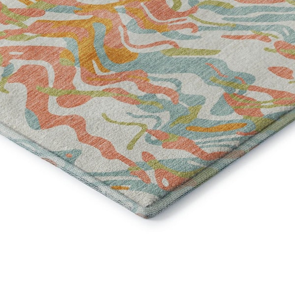 Mayfield Premium Machine Washable Abstract AMF1038 Coral 10 ft. x 14 ft. Area Rug