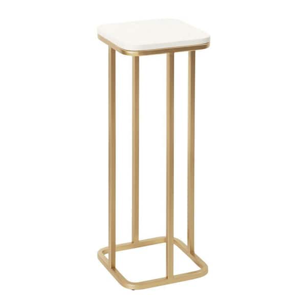 Kate and Laurel Credele 8 in. White Square Man-Made Marble End Table