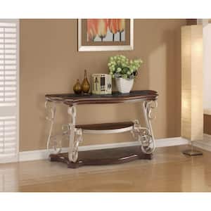 54 in. x 20 in. x 30 in. Sofa Table with Marble Paper Top, MDF with Birch Middle Shelf for Bedroom