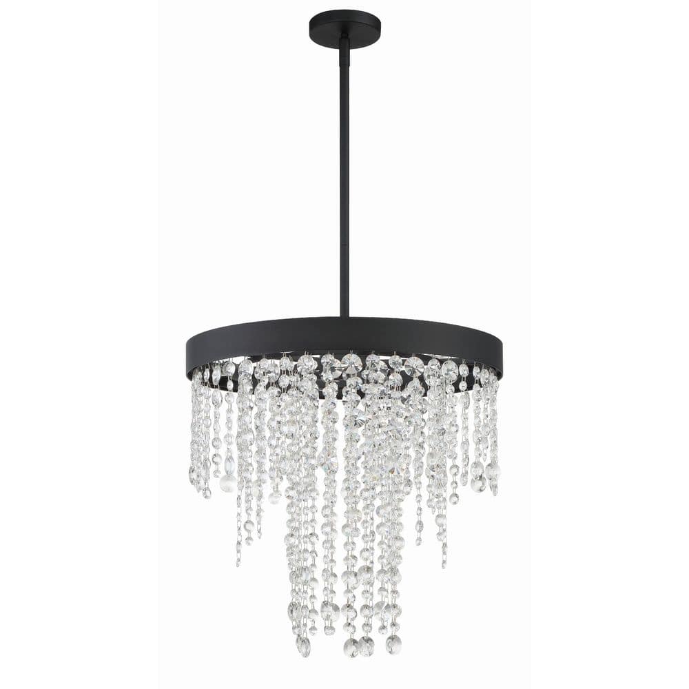Mini Black Forged 5-Light Chandelier with Hand Cut Crystal