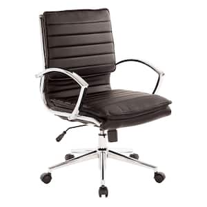 Mid Back Manager's Black Faux Leather Office Chair