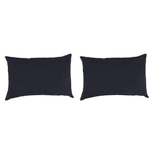 18 in. L x 12 in. W x 4 in. T Navy Outdoor Throw Pillow (2-Pack)